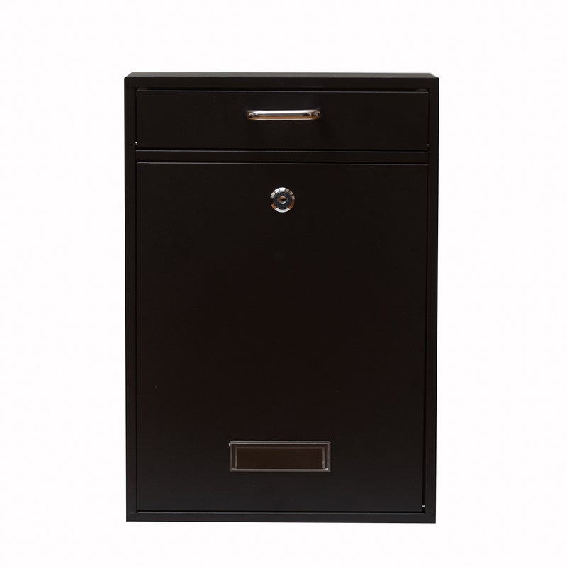 Yulli Wall Mounted Locking Vertical Dropbox Mailbox - Safe and Secure (Large) | Made with Galvanized Steel (Black) - Image 1